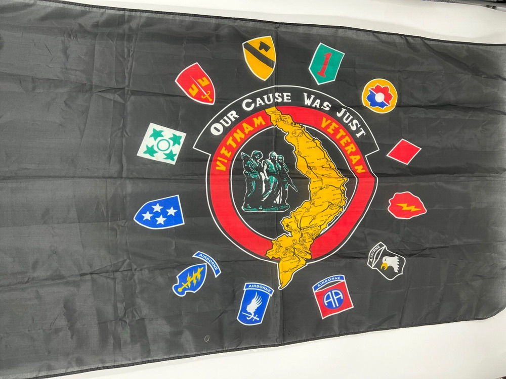 Vintage VIETNAM VETERAN Banner "Our Cause Was Just" Airborne 60" X 34"